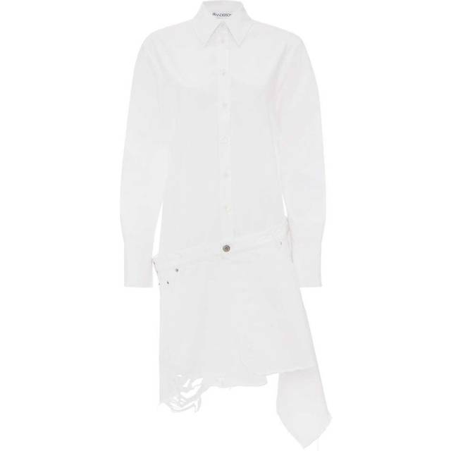 JW Anderson, Klänning, Dam, S, Bomull, Vit Asymmetrisk Klänning med Baklogo - white (S)