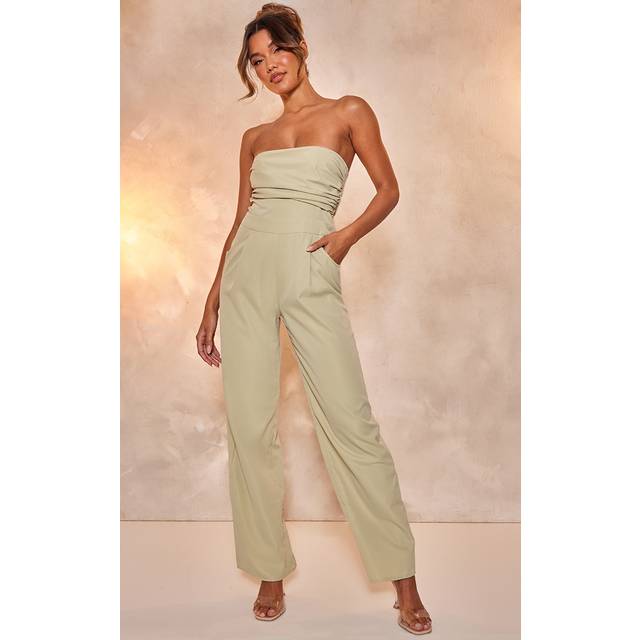 Sage Bandeau Corset Wide Leg Jumpsuit, Sage - 4