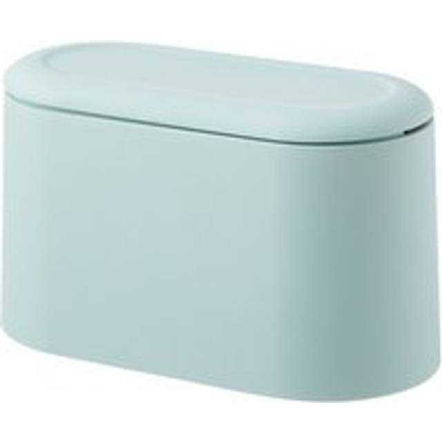 AlwaysH Small Table Trash Can, Mini Plastic Trash Can with Lid for Bathroom Office Bedroom and Car (Light Blue)