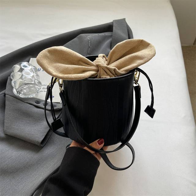 (Black) Crossbody Shoulder Single Bag Fashion Casual Simple Solid Color Girls Style