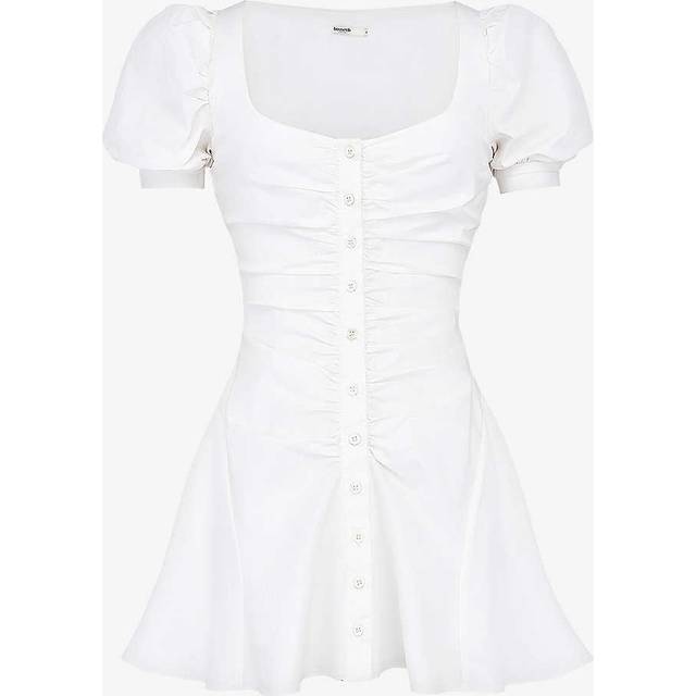 House of Cb Womens White Hameda Puffed-sleeve Stretch-woven Mini Dress L - WHITE