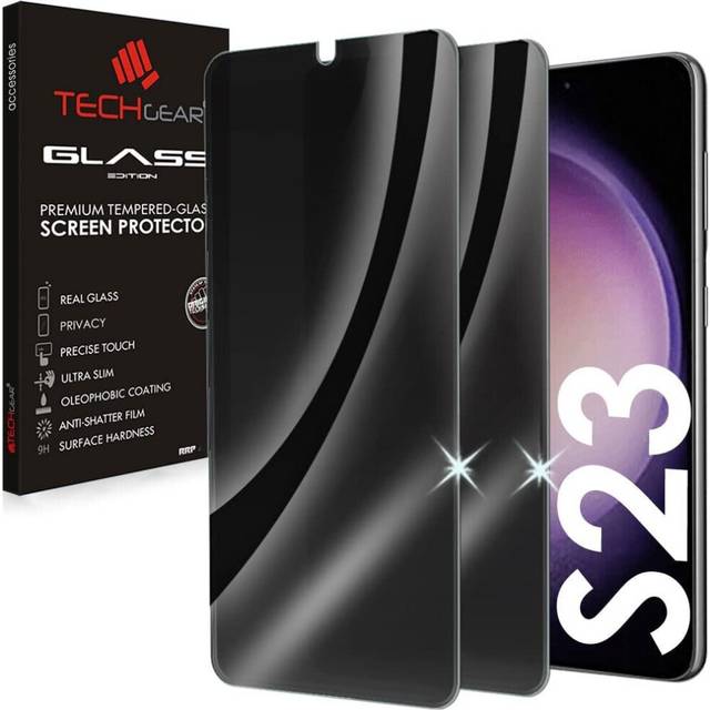 TECHGEAR [2 Pack] Anti Spy Screen Protector fits Samsung Galaxy S23 5G - PRIVACY Filter 3D GLASS Edition Genuine Tempered Glass Full Screen Protector