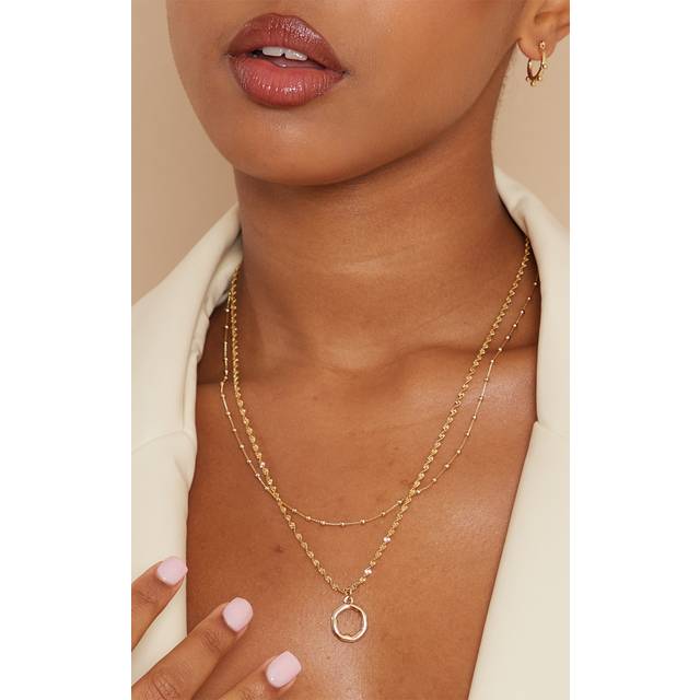Real Gold Plated Dainty Ball Chain Layered Necklace, Yellow - One Size