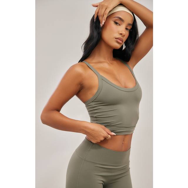 Olive Ultimate Sculpt Strappy Gym Vest, Green - 10