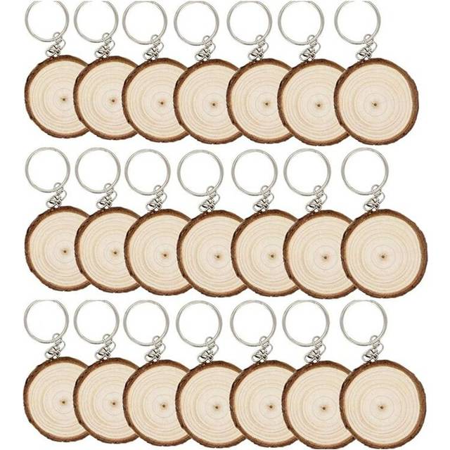 20 Pack Unfinished Wood Slices Keychain Blank Hand-Painted Wooden
