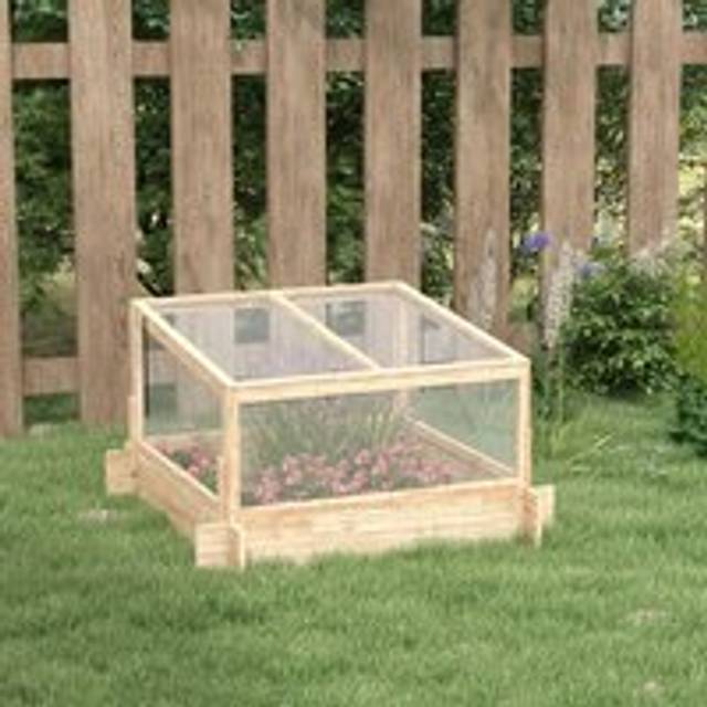 Outsunny Outdoor Raised Garden Bed w/ Cold Frame Greenhouse, Yellow