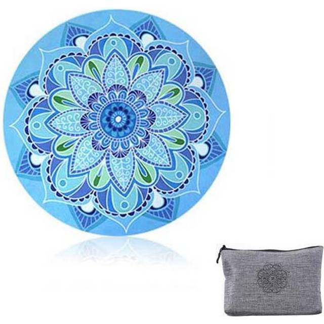 (Style 2) Round Meditation Yoga Mat Printed Portable Foldable Pilates With Storage Bag