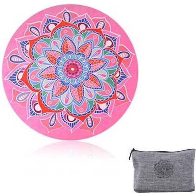 (Style 1) Round Meditation Yoga Mat Printed Portable Foldable Pilates With Storage Bag