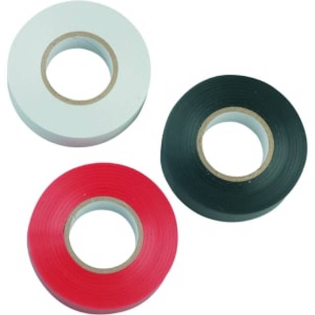 Deta Red White & Black PVC Electrical Insulation Tape - 20m x 19mm - Pack of 3 - Assorted Colours