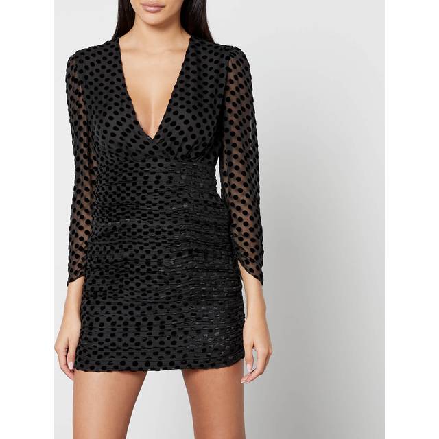 Rixo Golden Silk-Blend Devoré-Velvet Mini Dress - UK 14 - Black