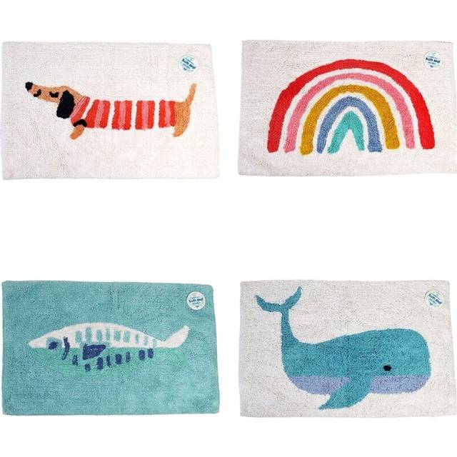 Tufted cotton bath mat Rex London Baleine - Bleu - 83x52.5x1 cm