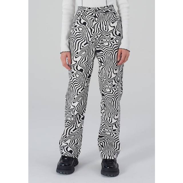 The Ragged Priest - Mono Marble Print Dad Black/White - Jeans - black - W26 - 100% Cotton,Denim