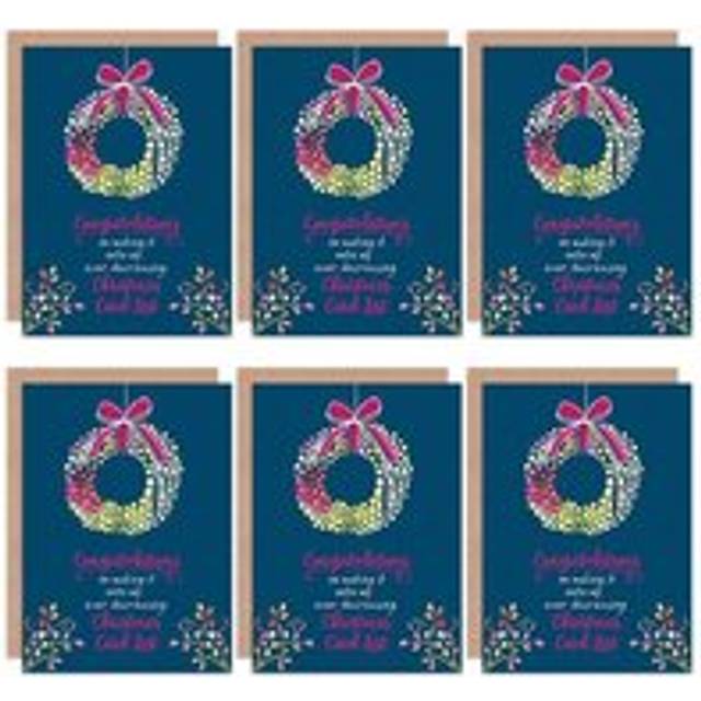 Christmas Cards Funny Sarcastic Christmas List Humour Set Xmas Greeting Cards With Envelopes Pack of 6 - Navy - One Size