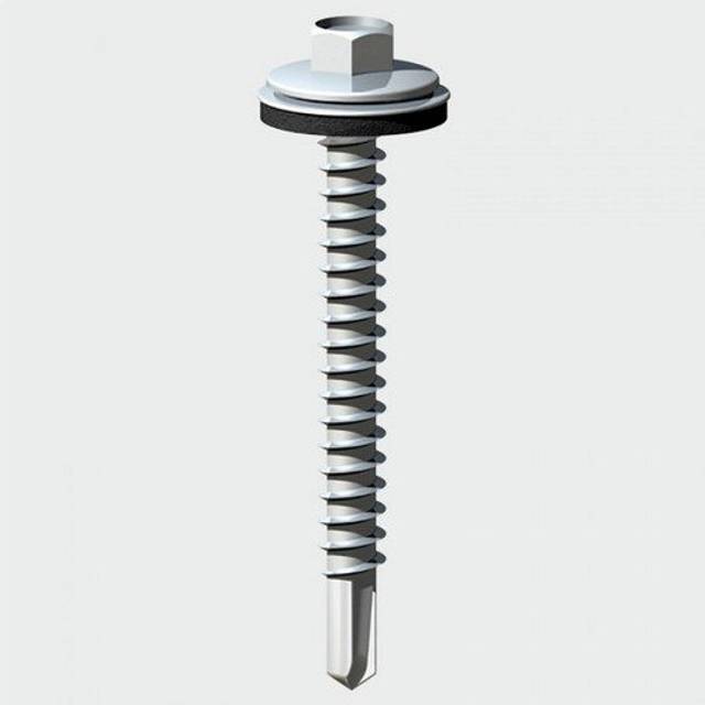TIMCO Slash Point Sheet Metal to Timber Screws Exterior Silver with EPDM Washer - 6.3 x 45