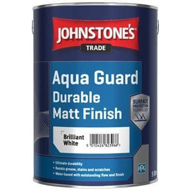 Johnstone's - Johnstones Trade Aqua Guard Durable Water Based Matt Brilliant White - 1 Litre - Brilliant White