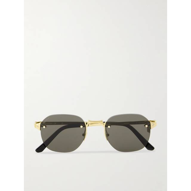 Cartier Eyewear - Santos de Cartier Rimless Oval-Frame Gold-Tone Sunglasses - Men - Gold