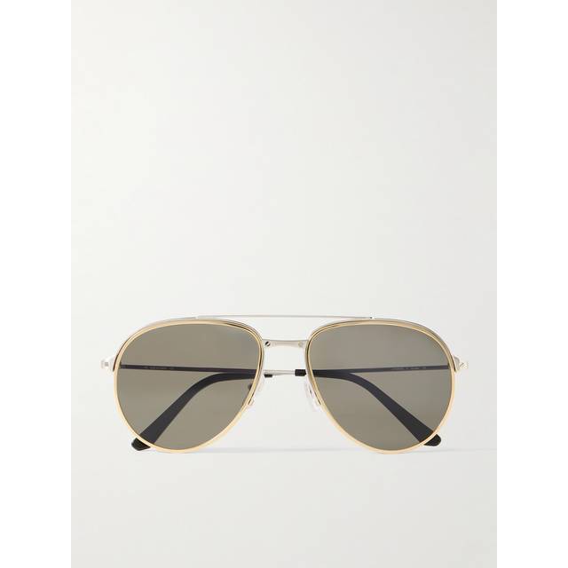 Cartier Eyewear - Santos Evolution Aviator-Style Gold and Silver-Tone Sunglasses - Men - Gold