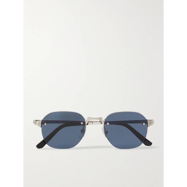 Cartier Eyewear - Santos de Cartier Rimless Oval-Frame Silver-Tone Sunglasses - Men - Silver