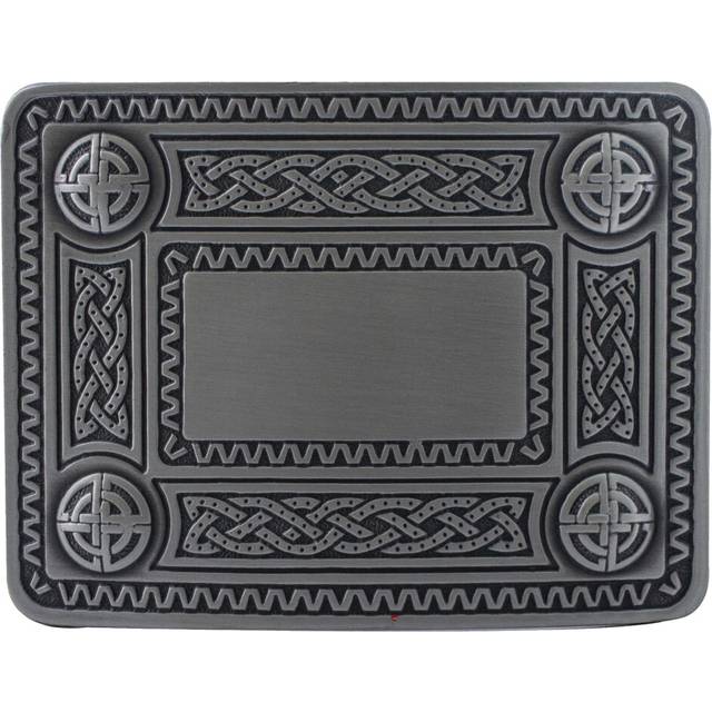 (Celtic Knot Antique) Kilt Belt Buckle Rectangular Shape Antique and Chrome Finishes Scottish Made