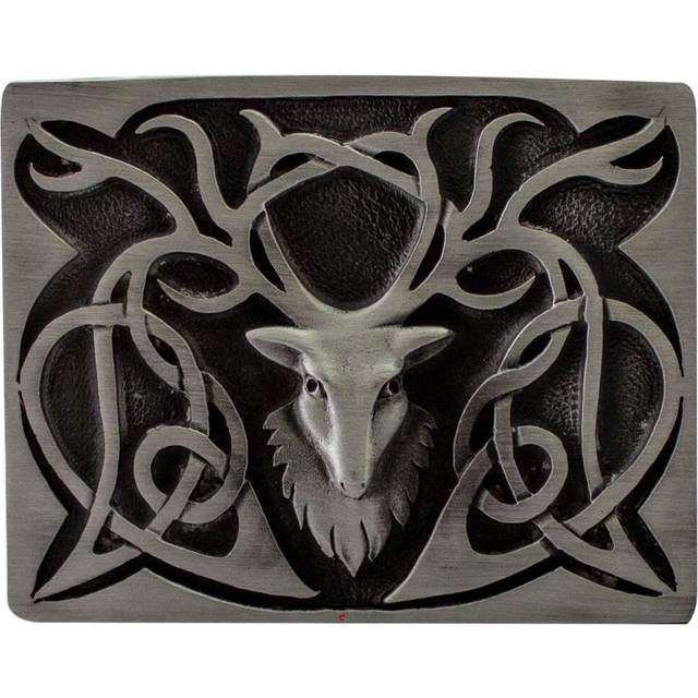 (Antique) Kilt Belt Buckle Mens Pewter Stag 3 Colour Finishes Scottish Made