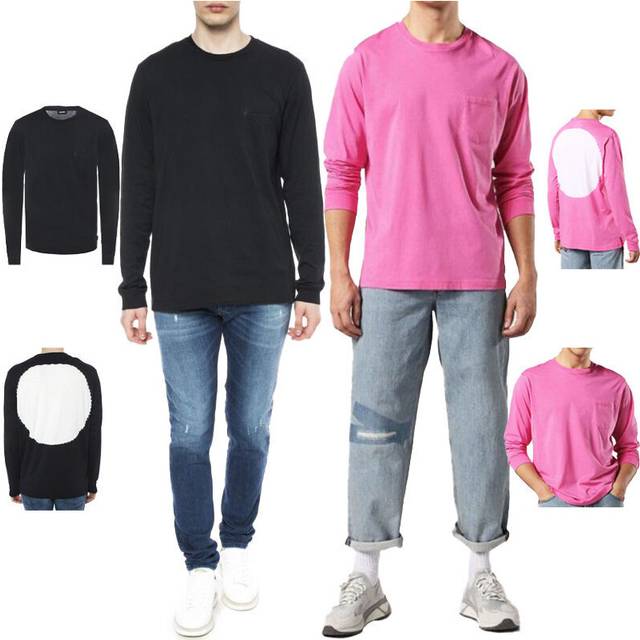 Men's DIESEL T AVON LS Mens T Shirt Long Sleeve Crew Neck Casual Summer Cotton Tees - Black