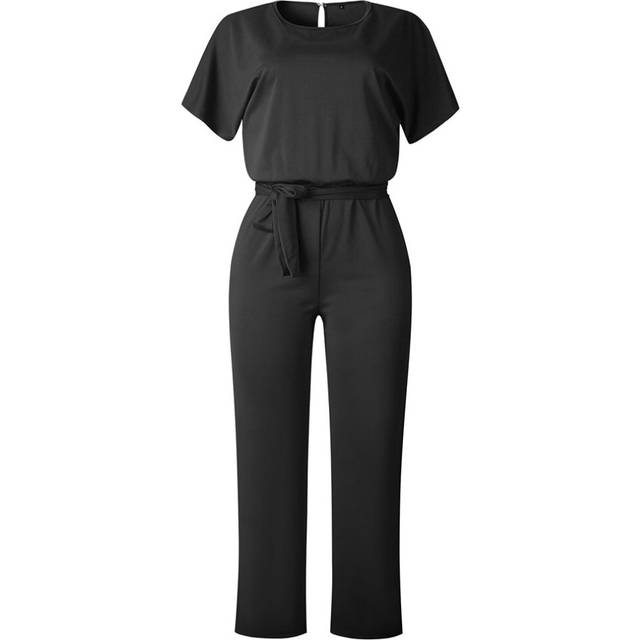 (Black, M) Ladies Jumpsuit Trousers Club Wear Tights Party Casual Pants UK