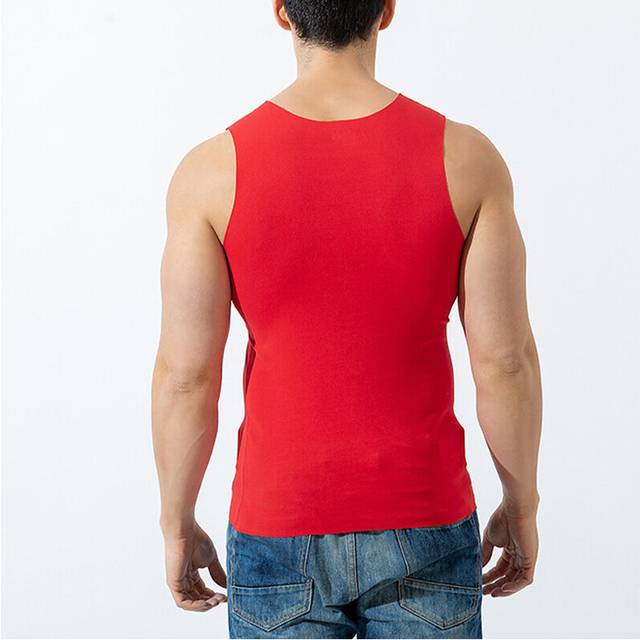 (Red, 2XL) Men's Vest Tank Tops Basic Tee Sleeveless Gym Sports Stretch Solid Color