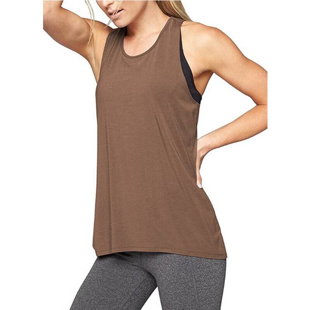 (Coffee, 2XL) Womens Yoga Activewear Tank Top Fitness Workout Vest Sleeveless Shirt