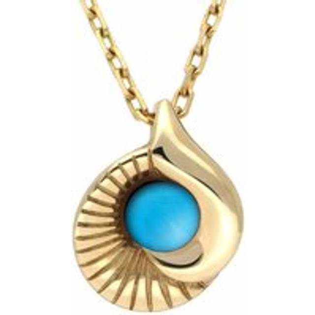 9ct Yellow Gold Turquoise Seashell Necklace - Yellow Gold