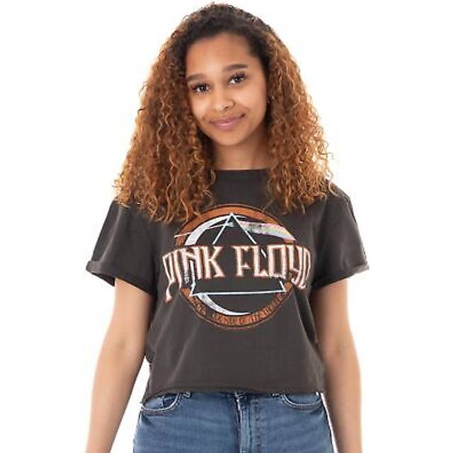 (Large) Amplified Clothing Cropped Short Sleeved T-Shirt (Womens Grey)