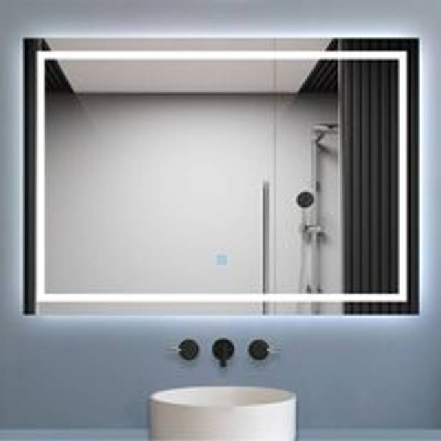 1100x800mm Large Bathroom Mirrors with LED Lights Illuminated Backlit Wall Mount Light Up Mirror Dimmable Switch Horizontal/Vertical Heated Pad