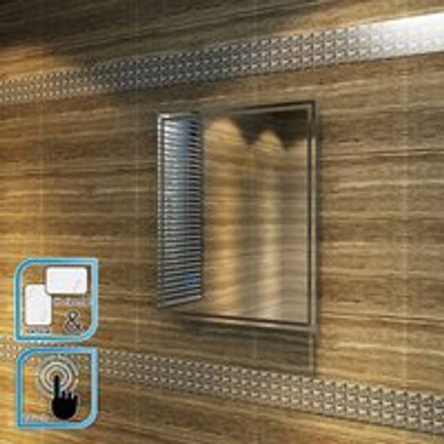 ELEGANT 600 x 500 mm Horizontal Vertical Illuminated LED Bathroom Mirror Lights Touch Sensor