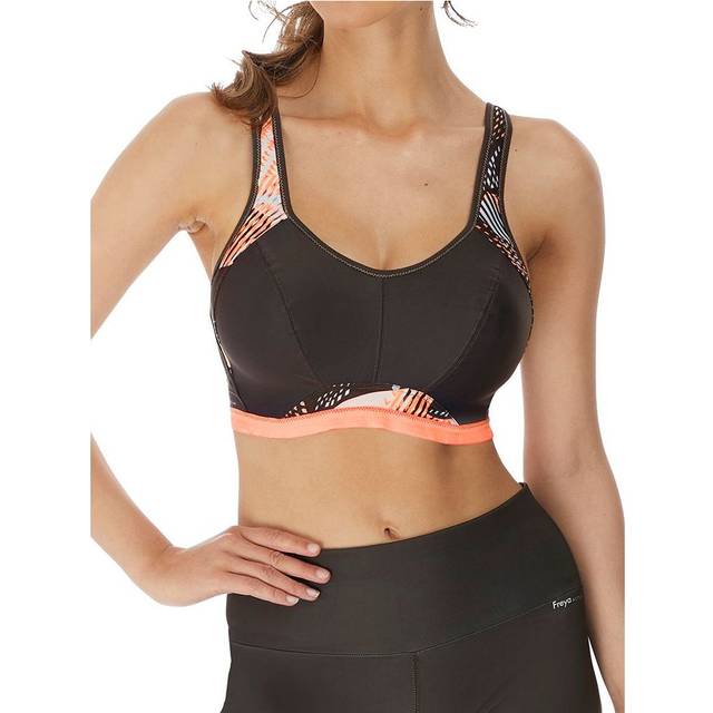 Freya Womens Epic Underwired Moulded Crop Top Sports Bra - Black Nylon - Size 28D