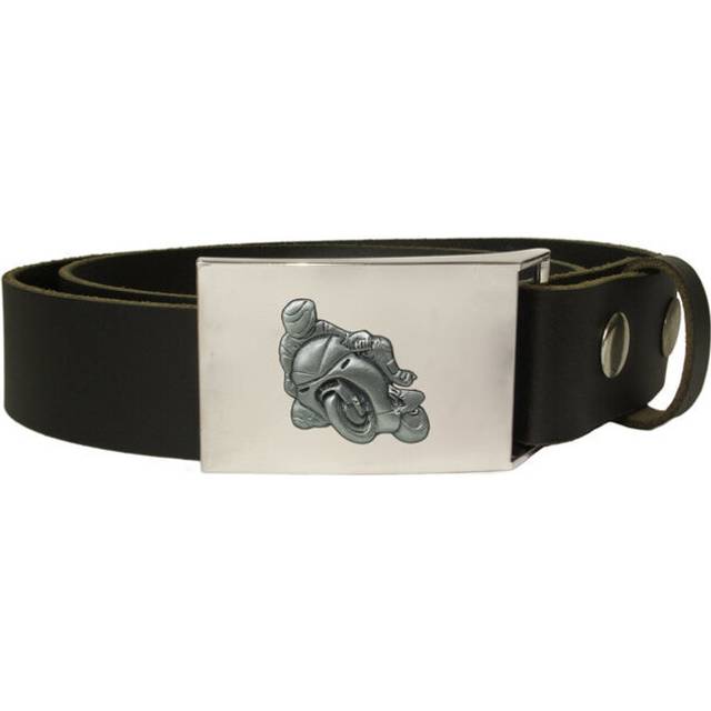 Biker leather snap fit belt
