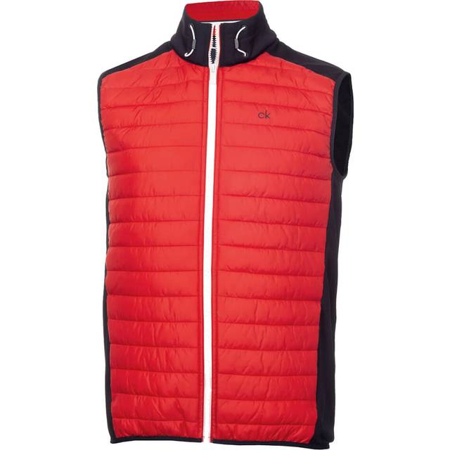 (L, Red/Navy) Calvin Klein Mens 2021 Hybrid Insulate Bodywarmer Golf Gilet