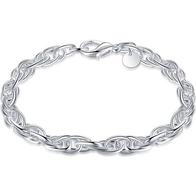 Men&#39;s Women&#39;s Chain Bracelet Bangle Silver Plated With Lobster Close BG1727