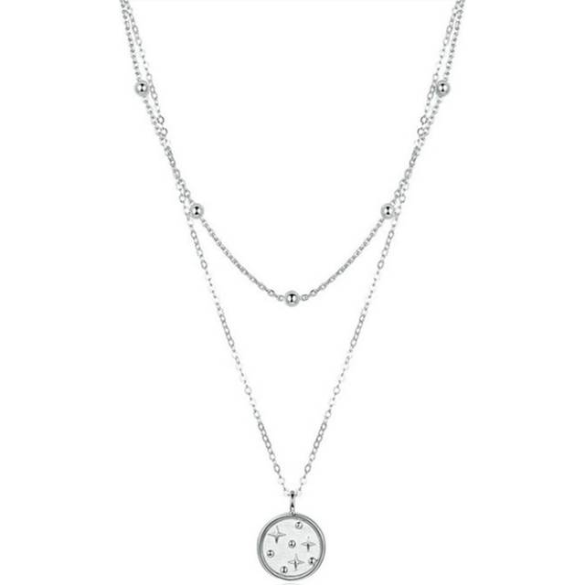 Double Layer Coin Necklace for Women Silver plating Bead Chain Star Necklaces Female Fine Jewelry