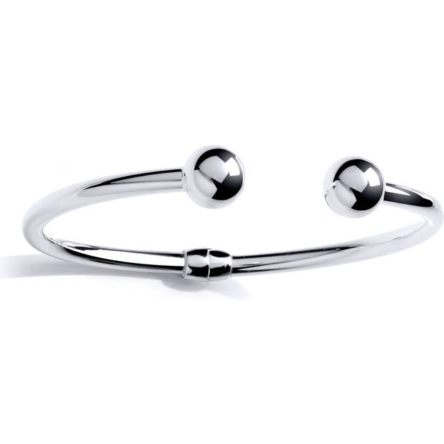 Jewelco London Ladies Sterling Silver Hinged Polished Bangle Bracelet 11mm - GVG201