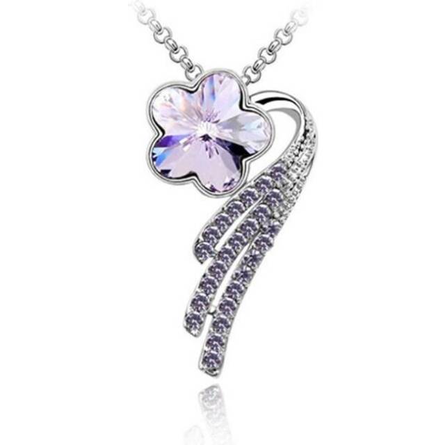 Flower Petal Pendant Necklace Jewellery Purple Gift