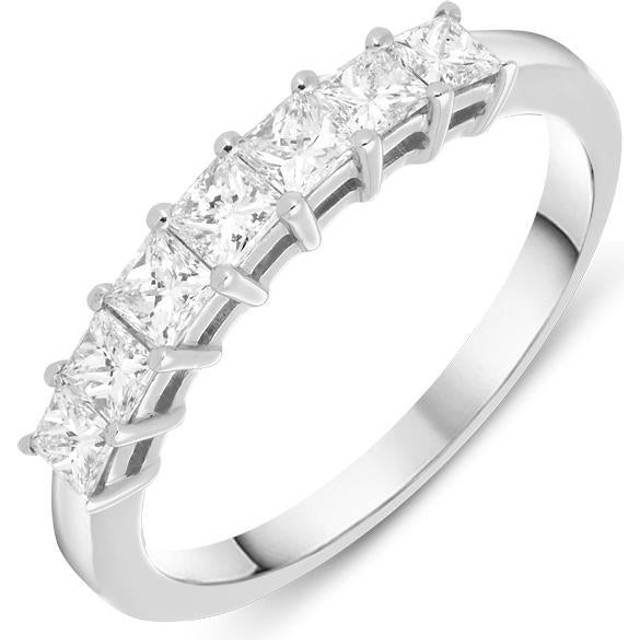 18ct White Gold 0.68ct Diamond Princess Cut Wedding Half Eternity Ring D - M