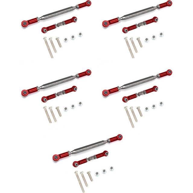 5X Metal Adjustable Steering Linkage Servo Link Pull Rod Turnbuckle for MN D90 D99 MN-90 -45 1/12 RC Car Crawler,Red
