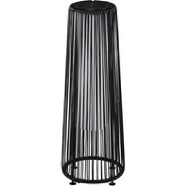 Outsunny Patio Garden Solar Powered Lights Woven Resin Wicker Lantern Auto On/Off for Porch, Yard, Lawn, Courtyard, Black Aosom UK