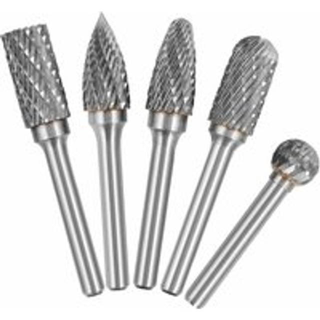 Mumu - 5PCS 6mm Shank 10mm Head Tungsten Carbide Double Cut Rotary Burr Set For Woodworking Engraving Die Grinder Carving Burr Bit Set