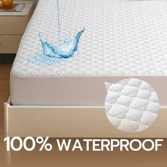 1 st 100 % vattentät ultraljuds-blommigt quiltad madrassskydd, klassiskt fyrklövermönster quiltat madrassöverdrag, tjockare madrassöverdrag för extra - Vitt (Multi-size)