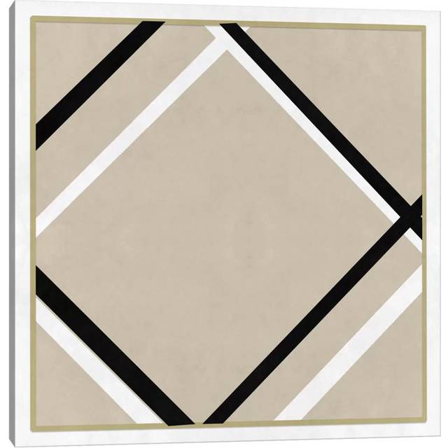 Modern Art- Lozenge with Four Lines & Grey by 5By5Collective - Wrapped Canvas Graphic Art (45.72cm H x 45.72cm W x 3.81cm D)