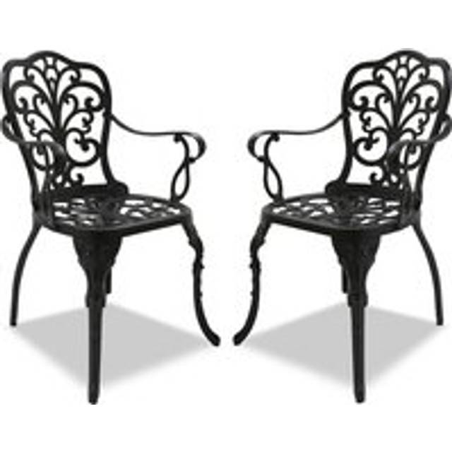 Bangui 2-Large Garden & Patio Chairs with Armrests in Cast Aluminium Black - Centurion Supports