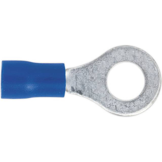 100 PACK Easy-Entry Ring Terminal - 6.4mm Diameter - 16 to 14 AWG Cable - Blue
