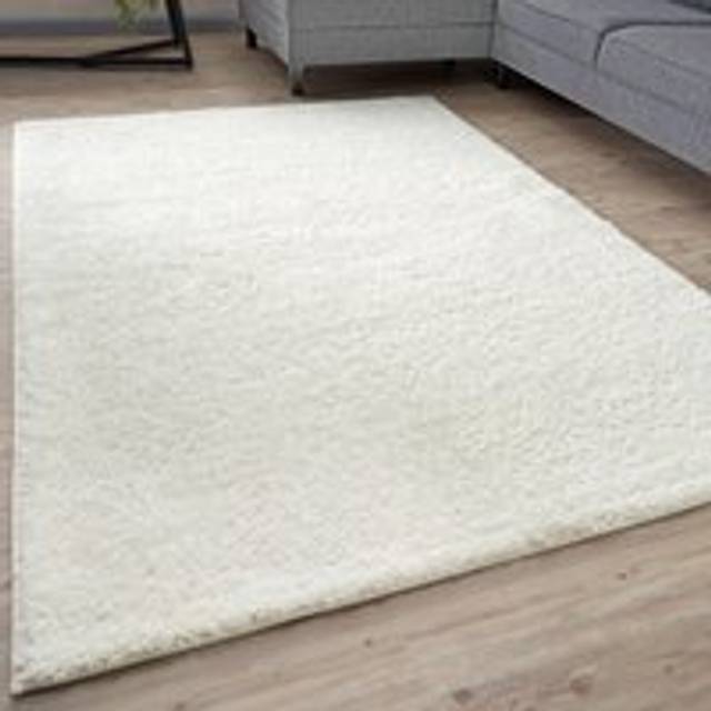 THE RUGS Shaggy Rugs White Living Room Rug - Soft Fluffy Thick Carpet For Bedrooms & Kitchen Easy To Clean Home Decor Rugs | Size: 60cm x 110cm