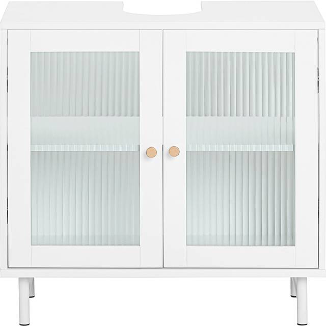 Under Sink Cabinet Vanity Unit with 2 Glass Doors,BZR115-W - Sobuy