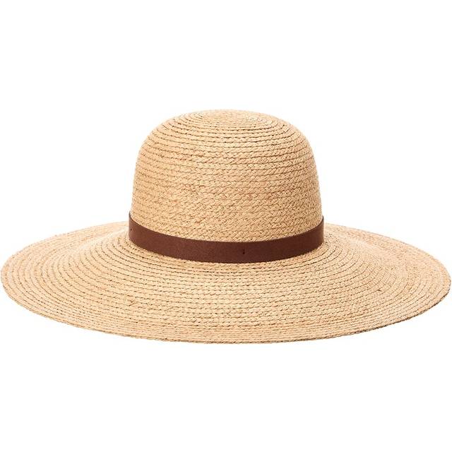Bruno Magli Wide Brim Leather-Trim Straw Sun Hat